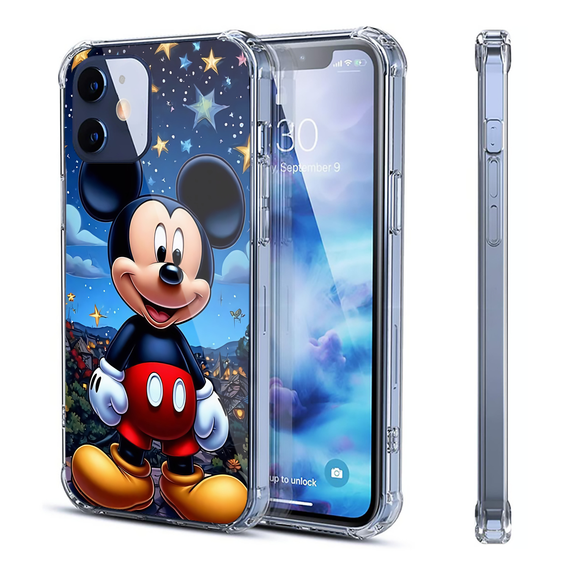 （画像用） ミッキーマウス Mickey Mouse 【iPhone 12シリーズ対応】透明スマホケース（クリアソフトケース）